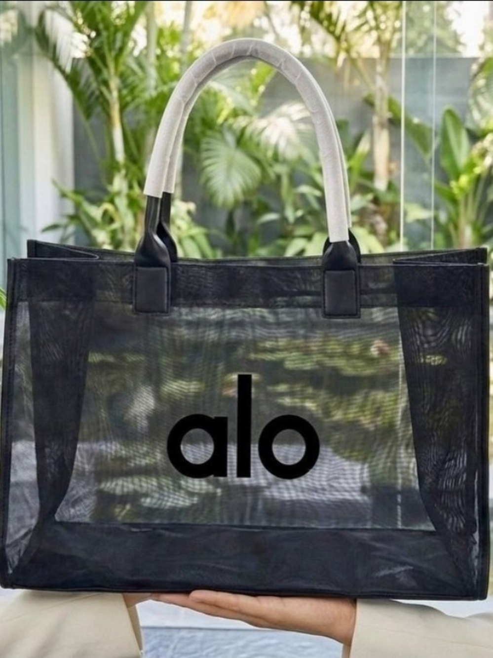 ALO Yoga Black Mesh Tote Bag